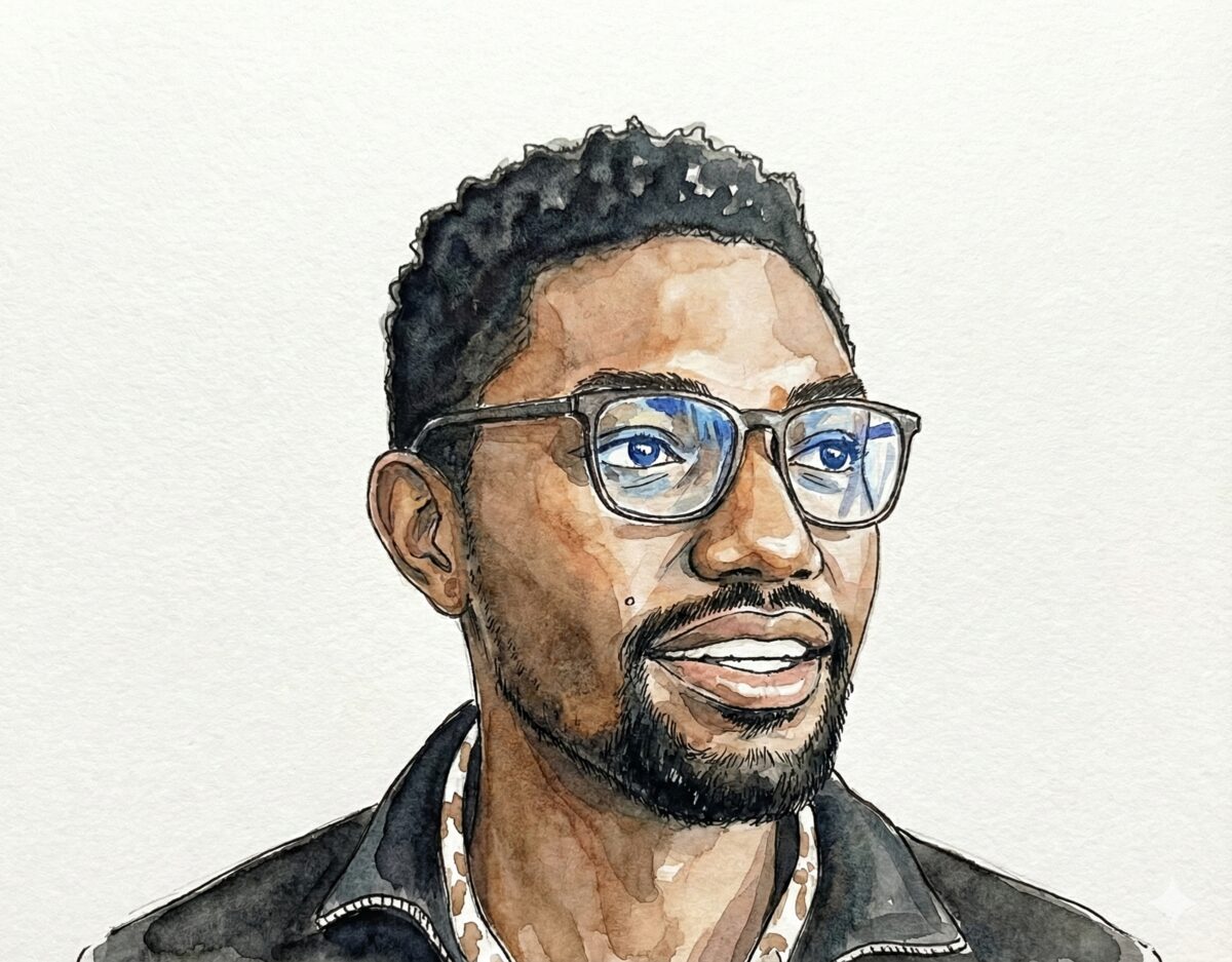 Watercolour portrait of Landon Gray