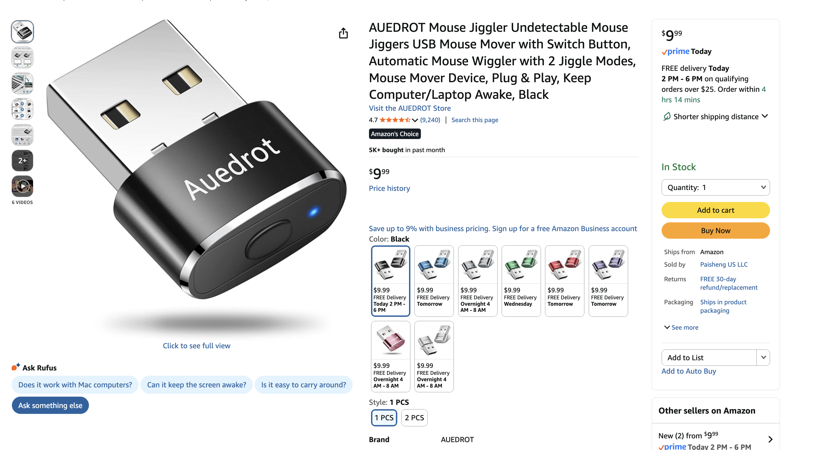 Hardware mouse jiggler